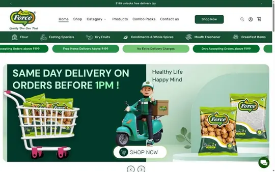 Homepage of Green Force Food
