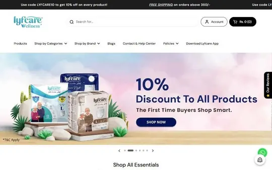 Homepage of Lyfcare Wellness
