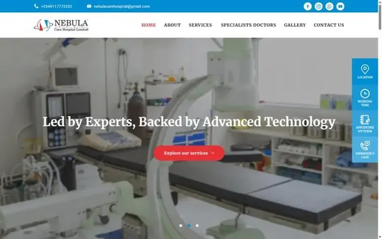 Homepage of Nebula Care Hospital
